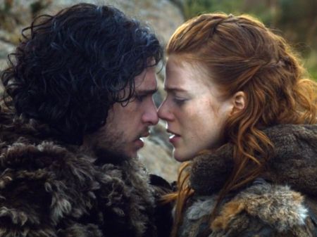Rose Leslie and Kit Harington on Game of Thrones